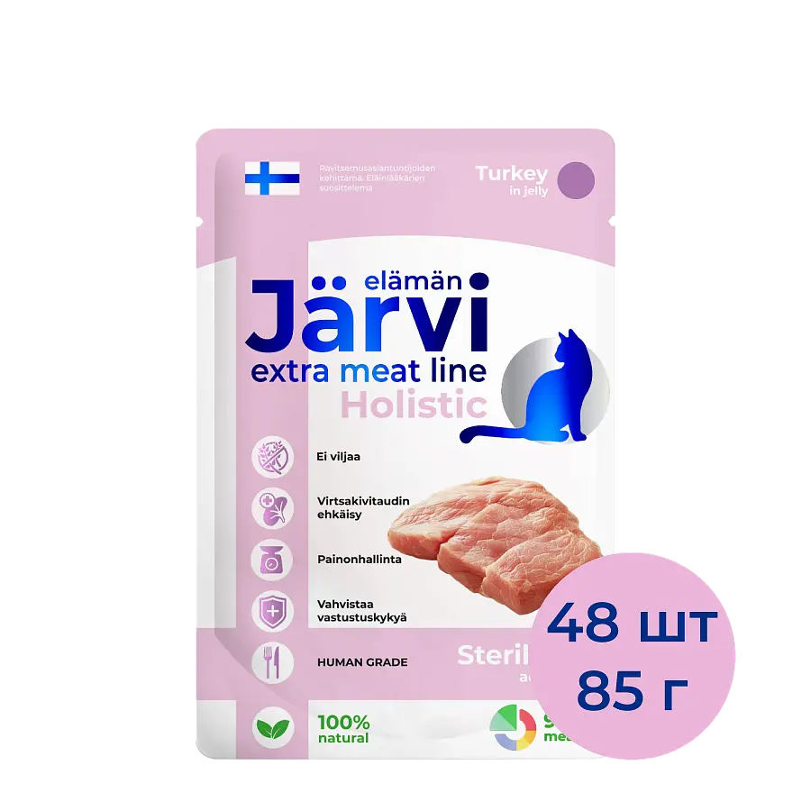 Пауч, кусочки в желе для стерилизованных кошек и кастрированных котов (индейка)