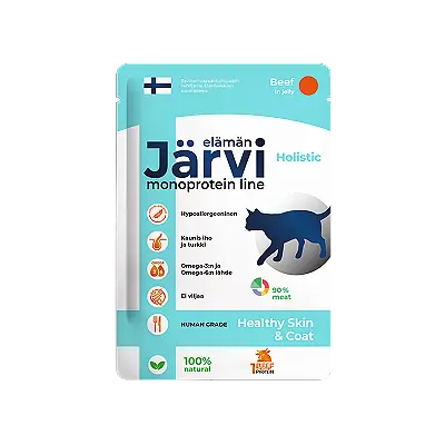 Монопротеиновый пауч, кусочки в желе для красивой шерсти и здоровой кожи (говядина)