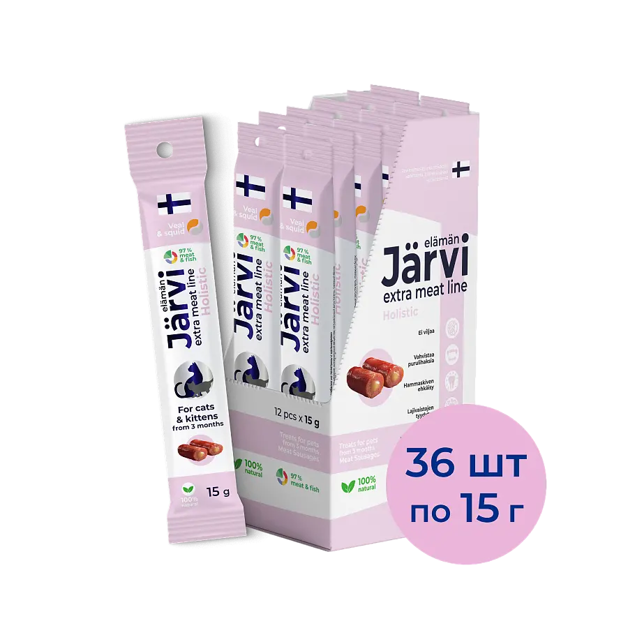 Колбаски Extra meat line из телятины с кальмаром для котят и кошек (телятина и кальмар)